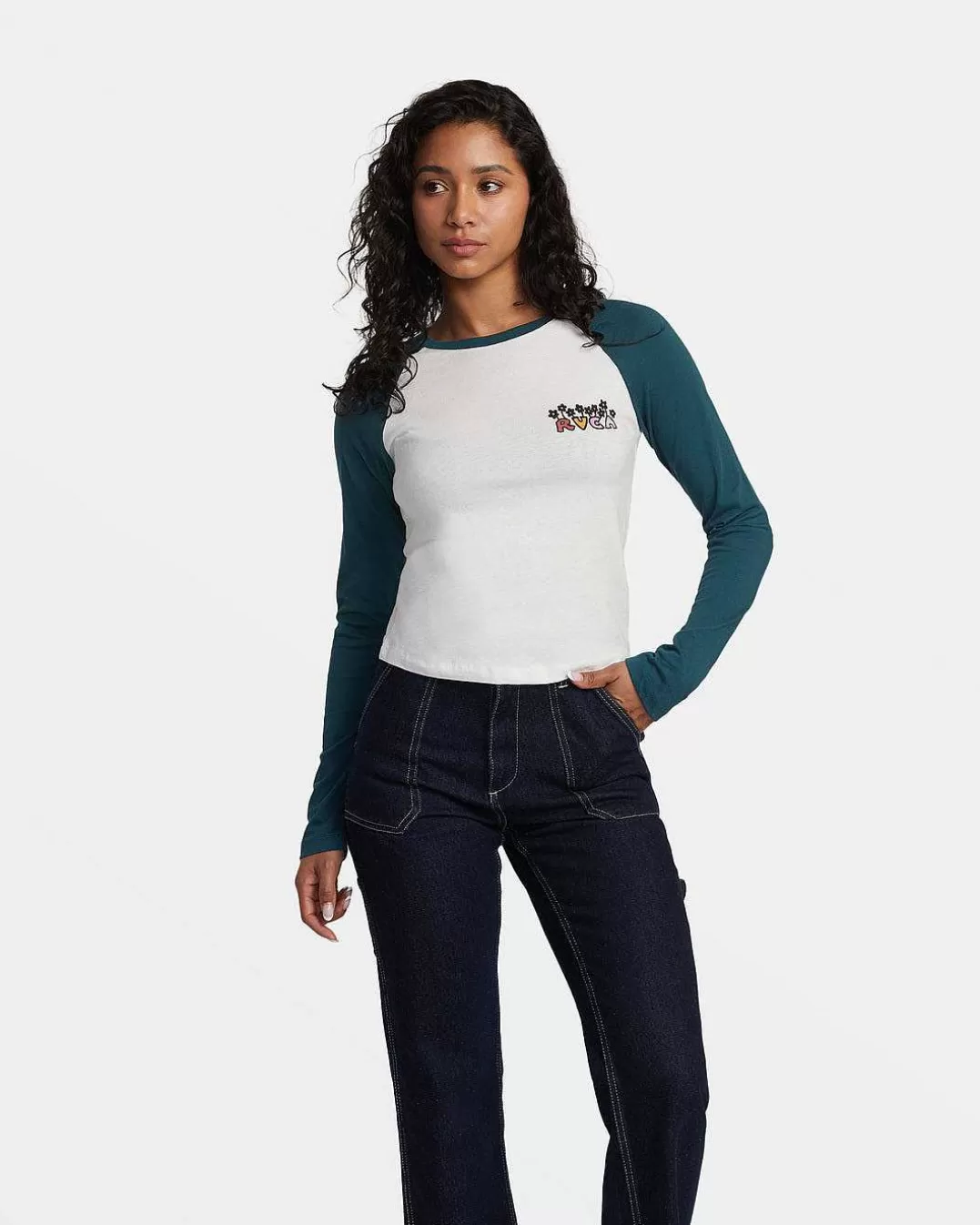 T-Shirt De Manga Comprida Doodle Flor>RVCA Fashion